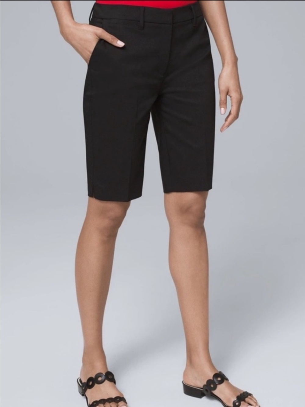 White House Black Market Black Knee-Length Bermuda Shorts